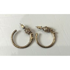 Vintage Earrings -Gold tone Small Dangle Huggie Mini Hoop- Y2K 90s Classy Grunge